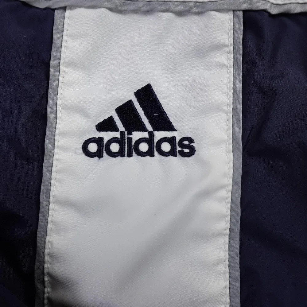 VTG Adidas Jacket Mens‎ 2XL Blue White Full Zip Windbreaker Track Coat 90s Y2K
